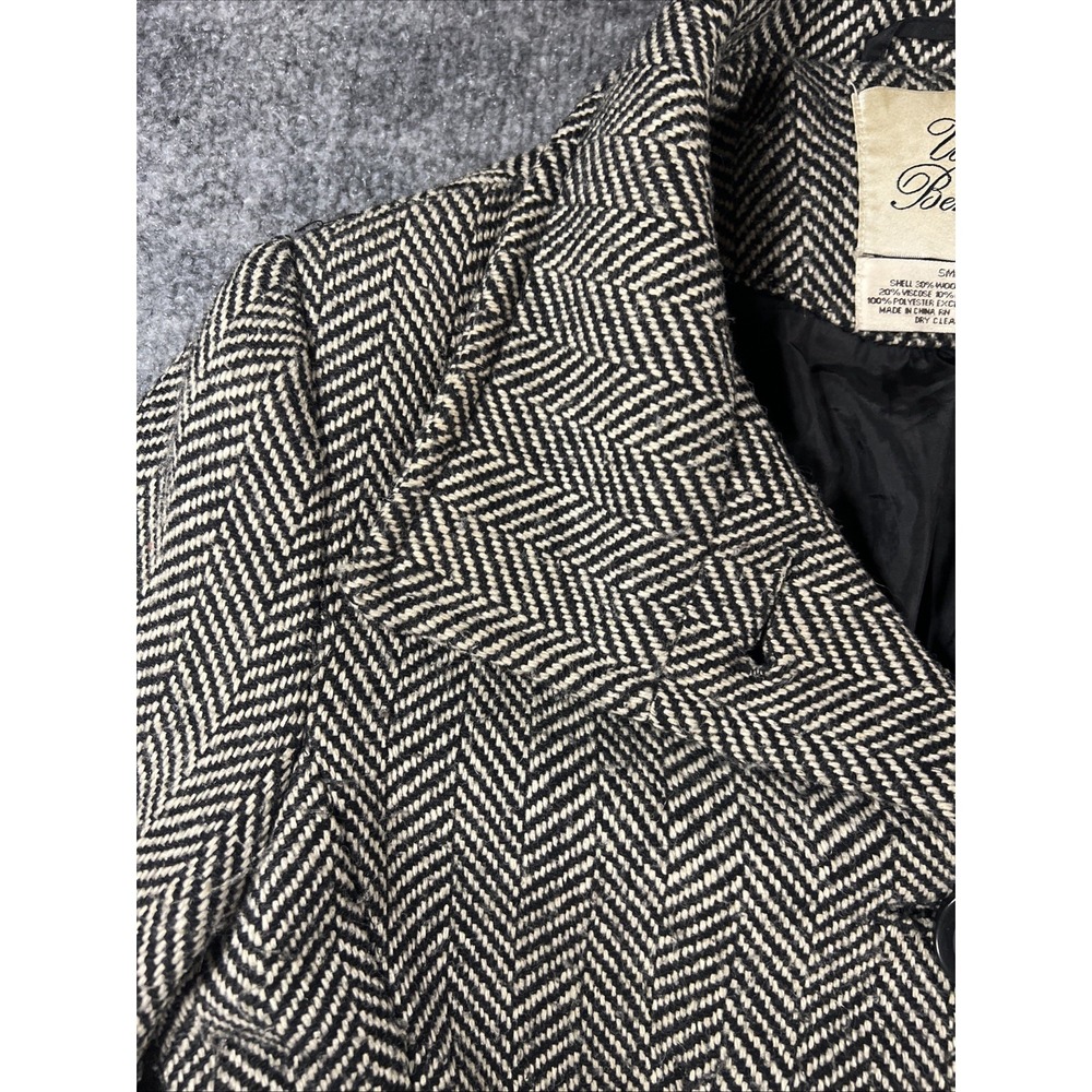 Urban Behavior Herringbone Wool Blend Trench Coat Jacket Grey / Brown Size Small - Picture 6 of 9